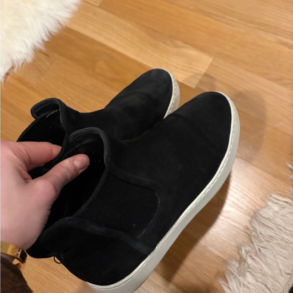 Vince Black suede designer platform ankle high sneakers
